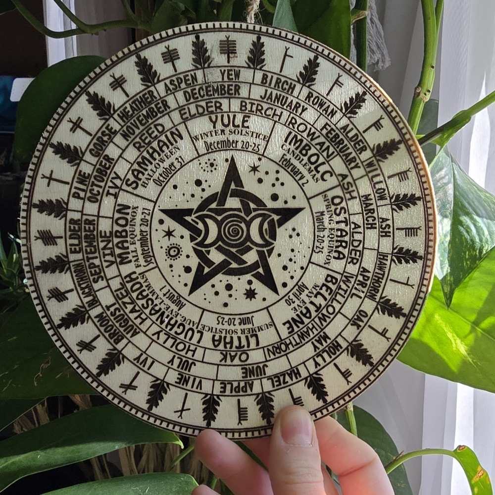 Witches' Wheel of the Year Hanging Wooden Calender - Picture 2 of 5